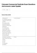 Colorado Commercial Pesticide Exam Questions And Answers Latest Update