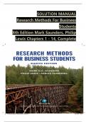 Solution Manual For Research Methods For Business Students&comma; 8th Edition by Mark Saunders&comma; Philip Lewis&comma; Verified Chapters 1 - 14&comma; Complete Newest Version