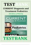 TEST BANK FOR CURRENT DIAGNOSIS & TREATMENT PEDIATRICS 26TH EDITION BY MAYA BUNIK&semi; WILLIAM W&period; HAY&comma; CHAPTER 1 - 46 COMPLETE