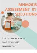 MNM2615 ASSIGNMENT 1 &vert; DETAILED ANSWERS &vert; DUE&colon; SEMESTER 1  MARCH 2025