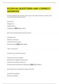 ECON100 QUESTIONS AND CORRECT  ANSWERS 