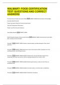 WALMART- FOOD CERTIFICATION  TEST QUESTIONS AND CORRECT  ANSWERS 