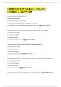FOOD SAFETY QUESTIONS AND  CORRECT ANSWERS 