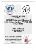  CLA2601 Assignment 1 Semester 1 2025 &rpar; - DUE 7 April 2025 &semi;100 &percnt; TRUSTED &comma; Explanations and Solutions&period; 