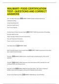 WALMART- FOOD CERTIFICATION  TEST- QUESTIONS AND CORRECT  ANSWERS 