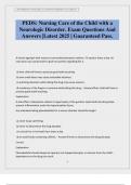 PEDS&colon; Nursing Care of the Child with a Neurologic Disorder&period; Exam Questions And Answers &vert;Latest 2025 &vert; Guaranteed Pass&period;