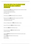 ZETA PSI ZETA TAU PLEDGE EXAM  QUESTIONS AND CORRECT  ANSWERS 