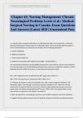 Chapter 61&colon; Nursing Management&colon; Chronic Neurological Problems Lewis et al&period;&colon; Medical- Surgical Nursing in Canada&period; Exam Questions And Answers &vert;Latest 2025 &vert; Guaranteed Pass&period;