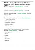 BIO 214 Exam 1 Questions and Verified Answers&comma; 100- Guarantee Pass &lpar;Latest 2025&rpar;&period;
