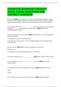 COGNITIVE BEHAVIOR THERAPY  &lpar;FINAL EXAM&rpar; QUESTIONS AND  CORRECT ANSWERS 