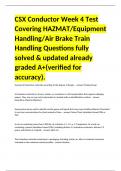 CSX Conductor Week 4 Test Covering HAZMAT Equipment Handling Air Brake Train Handling