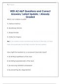 HESI A2 A&P Questions and Correct  Answers&sol; Latest Update &sol; Already  Graded