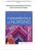 Test Bank for Fundamentals of Nursing 10th Edition Potter Perry Included All Chapters 1-50