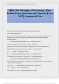 BUS 2201 Principles of Marketing - Final Review Exam Questions And Answers &vert;Latest 2025 &vert; Guaranteed Pass