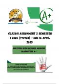 CLA2601 Assignment 2 Semester 1 2025 &lpar;770920&rpar; - DUE 16 April 2025 &semi;100 &percnt; correct explanations and solutions&period;