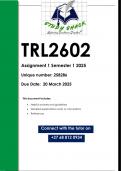 TRL2602 Assignment 1 &lpar;QUALITY ANSWERS&rpar; Semester 1 2025