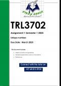 TRL3702 Assignment 1 &lpar;QUALITY ANSWERS&rpar; Semester 1 2025