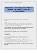 Engineering Essentials Final Exam Review Questions And Answers &vert;Latest 2025 &vert; Guaranteed Pass