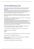 FIN 335 UNCW Exam One  Questions and Answers Fully Solved 100&percnt;