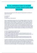 PS 101&colon; INTRODUCTION TO PATIENT SAFETY ACTUAL EXAM UPDATE 2025 NEW PS 101&colon; INTRODUCTION TO PATIENT  SOLUTION