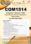 COM1514 Assignment 1 &lpar;COMPLETE ANSWERS&rpar; Semester 1 2025 - DUE March 2025