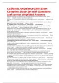 California Ambulance DMV Exam Complete Study Set with Questions and correct simplified Answers