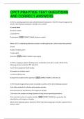 CPCT PRACTICE TEST QUESTIONS  AND CORRECT ANSWERS