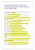 Texas Class A Barber - state board written 6th edition with verified solutions Latest Update 2026