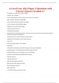 A-Level Law AQA Paper 1 Questions with  Correct Answers Graded A&plus; 