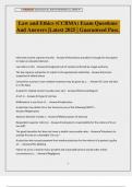 Law and Ethics &lpar;CCBMA&rpar; Exam Questions And Answers &vert;Latest 2025 &vert; Guaranteed Pass&period;