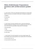FINAL EXAM Disaster Preparedness questions with verified answers graded A&plus;