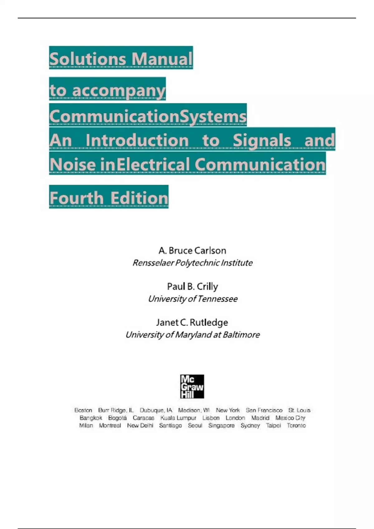 Solution Manual To Accomply Communication Systems, An Introduction to ...