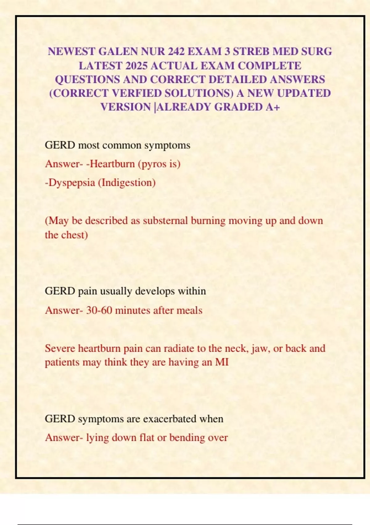 NEWEST GALEN NUR 242 EXAM 3 STREB MED SURG LATEST 2025 ACTUAL EXAM ...