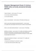 Disaster Management Exam &num;1 &lpar;minus FEMA info&rpar; correctly answered already passed