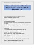 Missouri Funeral Directors Law Exam Questions And Answers &vert;Latest 2025 &vert; Guaranteed Pass