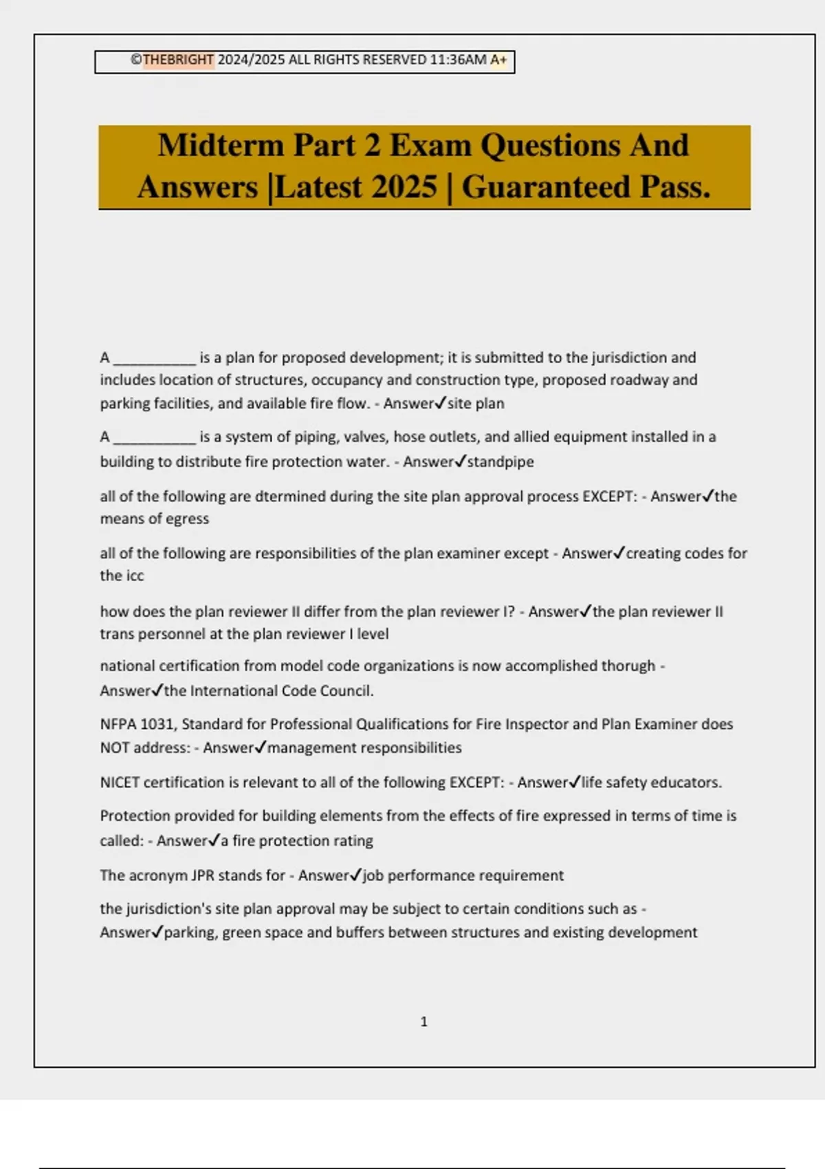 Midterm Part 2 Exam Questions And Answers |Latest 2025 | Guaranteed ...