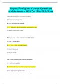 Airport Firefighter Course Questions and Answers - With Certified Solutions