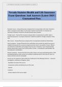 Nevada Statutes-Health and Life Insurance Exam Questions And Answers &vert;Latest 2025 &vert; Guaranteed Pass&period;