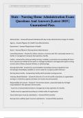 State - Nursing Home Administration Exam Questions And Answers &vert;Latest 2025 &vert; Guaranteed Pass&period;