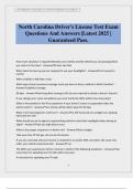 North Carolina Driver's License Test Exam Questions And Answers &vert;Latest 2025 &vert; Guaranteed Pass&period;