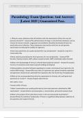 Parasitology Exam Questions And Answers &vert;Latest 2025 &vert; Guaranteed Pass&period;