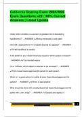 California Boating Exam 2024&sol;2025  Exam Questions with 100&percnt; Correct  Answers &vert; Latest Update