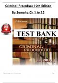 Test Bank for Criminal Procedure&comma; 10th Edition by Samaha &ndash;  Chapters 1 - 15 &ndash; Downloadable PDF