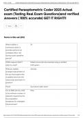 Certified Paraoptometric Coder 2025 Actual exam &lpar;Testing Real Exam Questions&rpar;and verified Answers &lpar; 100&percnt; accurate&rpar; GET IT RIGHT&excl;&excl;