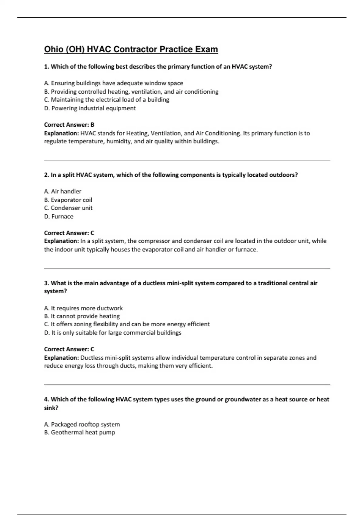 Ohio (OH) HVAC Contractor Practice Exam - Computers - Stuvia US