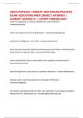 AMCA PHYSICAL THERAPY AIDE ONLINE PRACTICE EXAM &vert;QUESTIONS AND CORRECT ANSWERS &vert; ALREADY GRADED A&plus; &vert; LATEST VERSION 2025