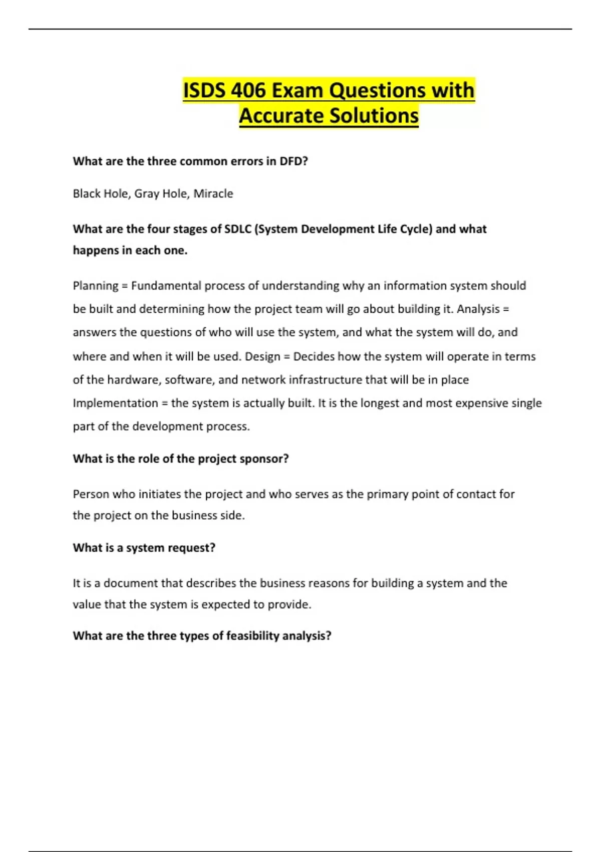 ISDS 406 Exam Questions with Accurate Solutions - ISDS 406 - Stuvia US