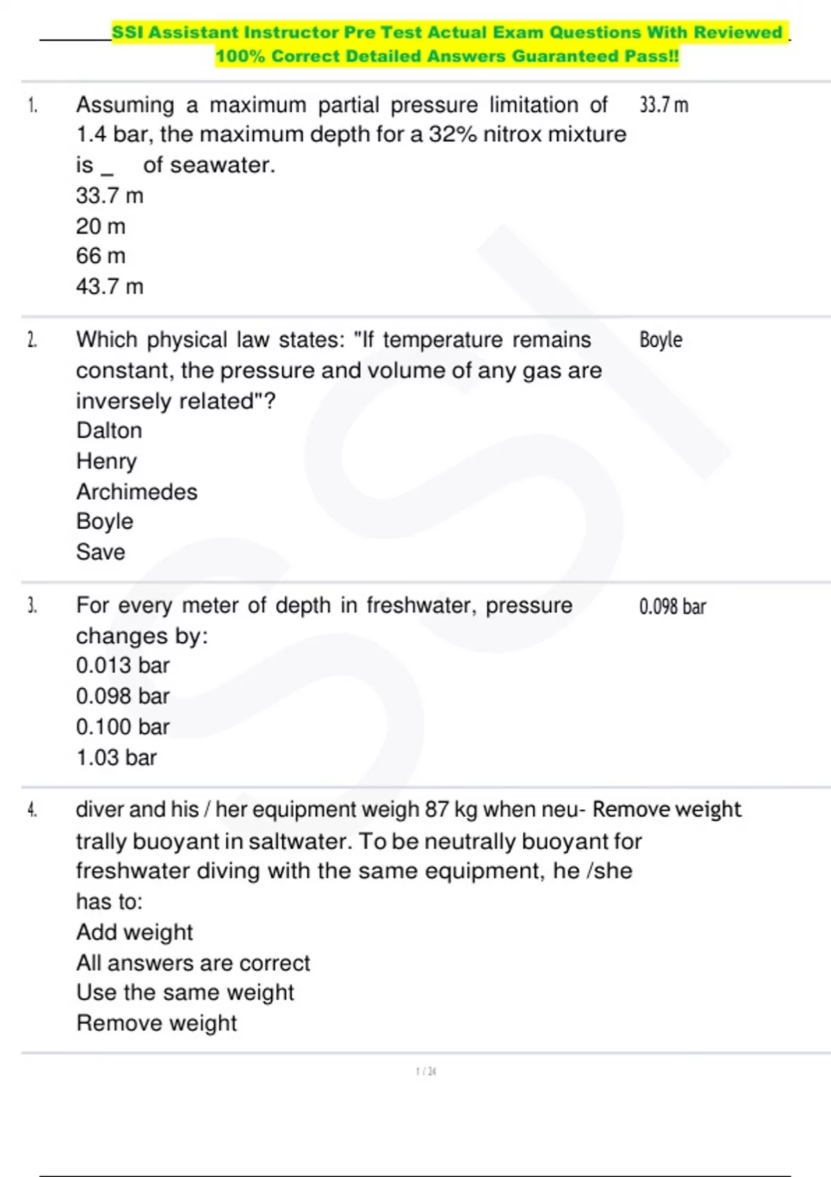Sample Answers For Daily Routine Questions On Ssi Form.pdf SSI Assistant Instructor Pre Test Actual Exam Questions With Reviewed ...