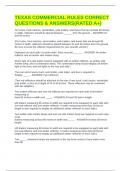 TEXAS COMMERCIAL RULES CORRECT QUESTIONS & ANSWERS&lpar;RATED A&plus;&rpar;