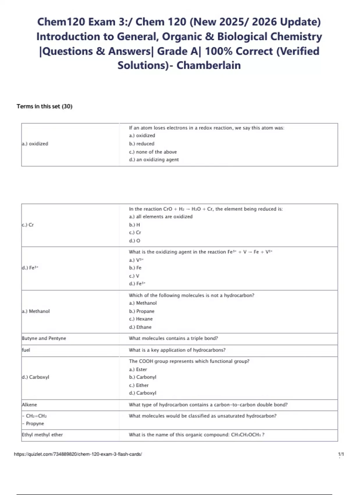 Chem120 Exam 3:/ Chem 120 (New 2025/ 2026 Update) Introduction to ...